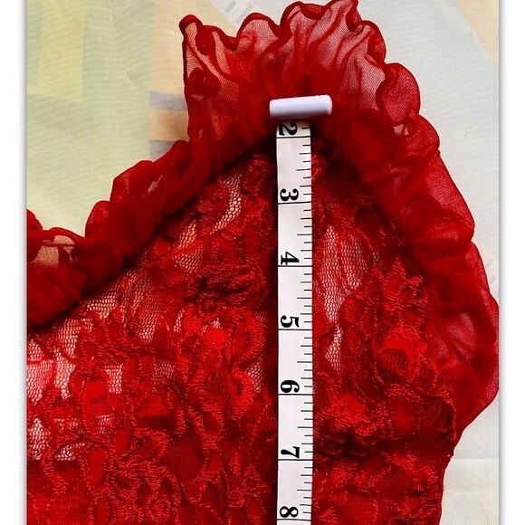 Cinema Etoile Seductive Wear Baby Doll Sheer Sexy Red Nylon Nightgown Sz M - Picture 4 of 12